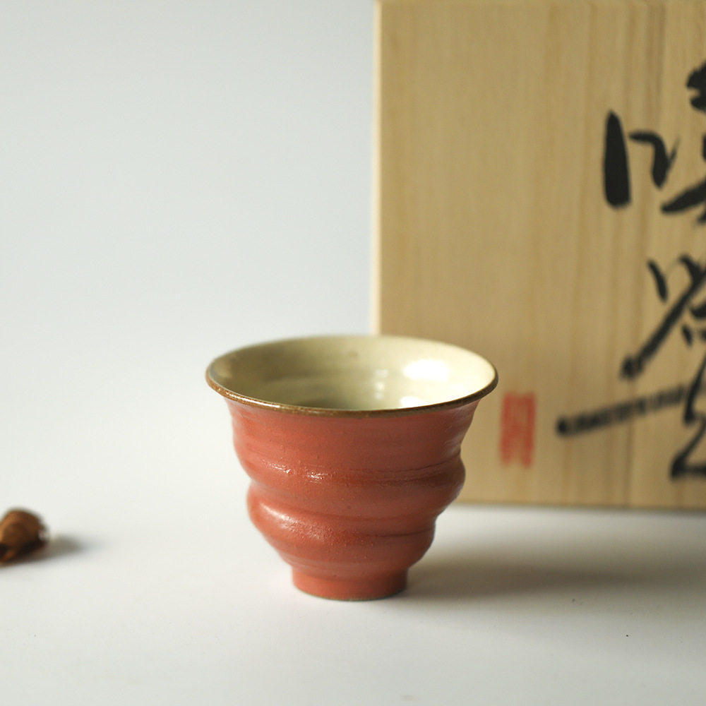 橘子红了景德镇手工高温主人杯旋纹杯品茗杯复古文艺油画风薄胎