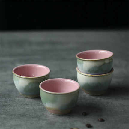 纯手工复古陶瓷茶具80ml主人杯大号茶杯内粉红窑变缸杯单杯品茗杯