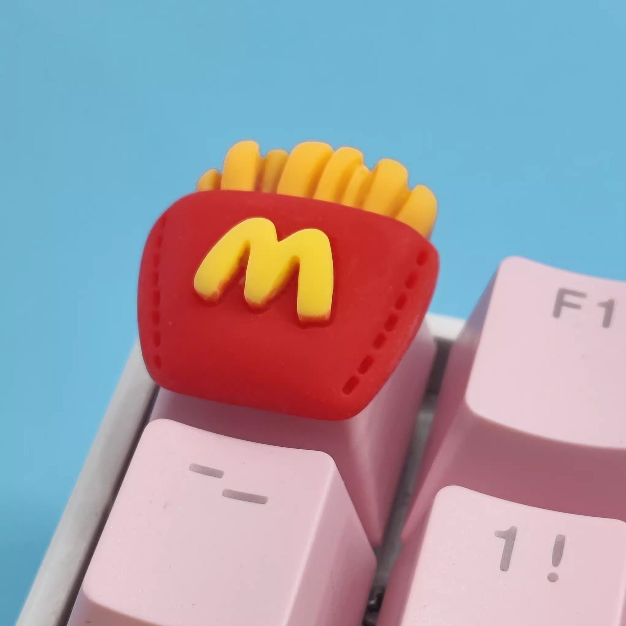 键盘按键贴凸起美甲打字辅助器麦当劳薯条键帽金拱门创意树脂diy