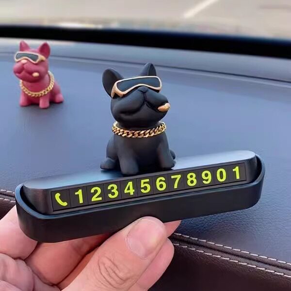 斗牛犬挪车电话牌汽车临时停车号码牌高级感车载手机留号器挪车卡