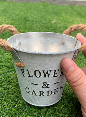 小清新手工花桶插花拍摄道具田园铁皮小水桶不漏水笔筒复古铁艺桶