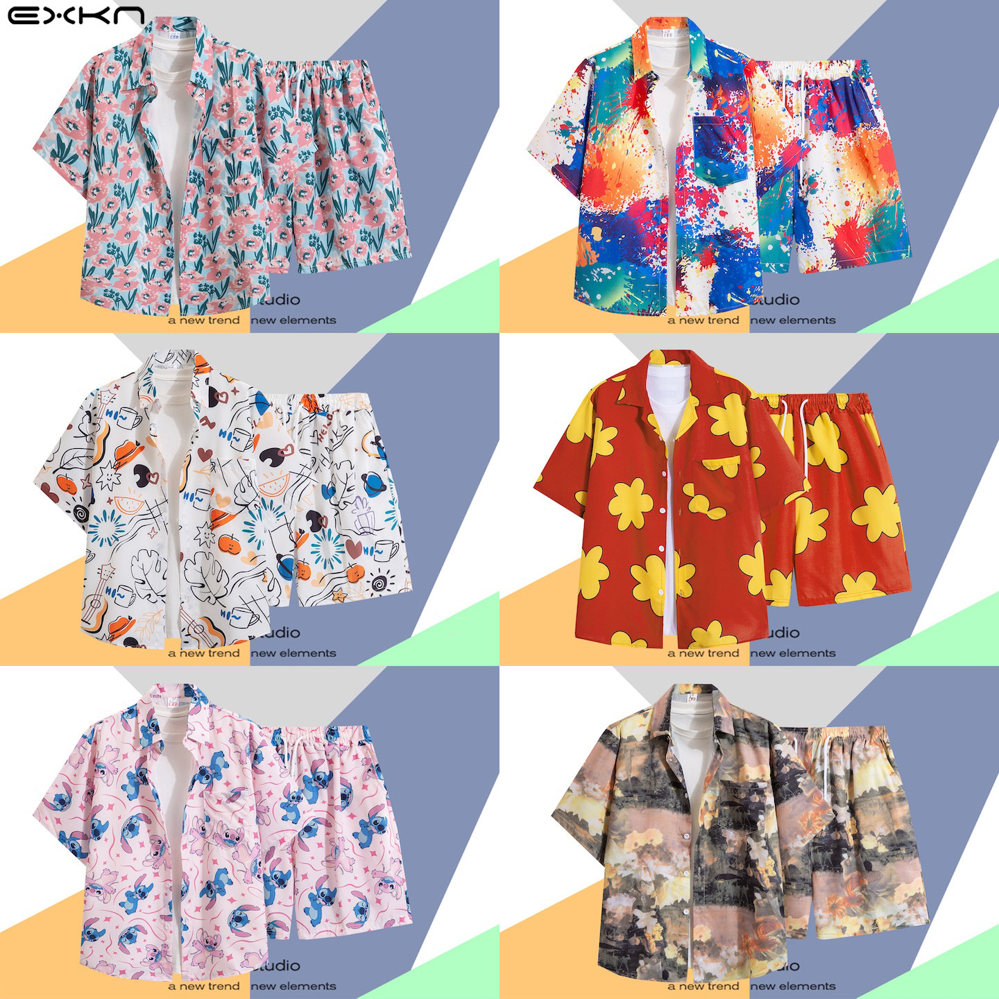 泰国云南泼水节度假旅游花衬衫短袖沙滩套装男夏季薄款速干情侣款,男装,时尚套装,淘宝优惠券,粉丝福利购,淘宝优惠卷