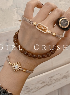 【强推】Girl Crush小众编绳S925纯银金刚十字杵手工磨砂肌理手链