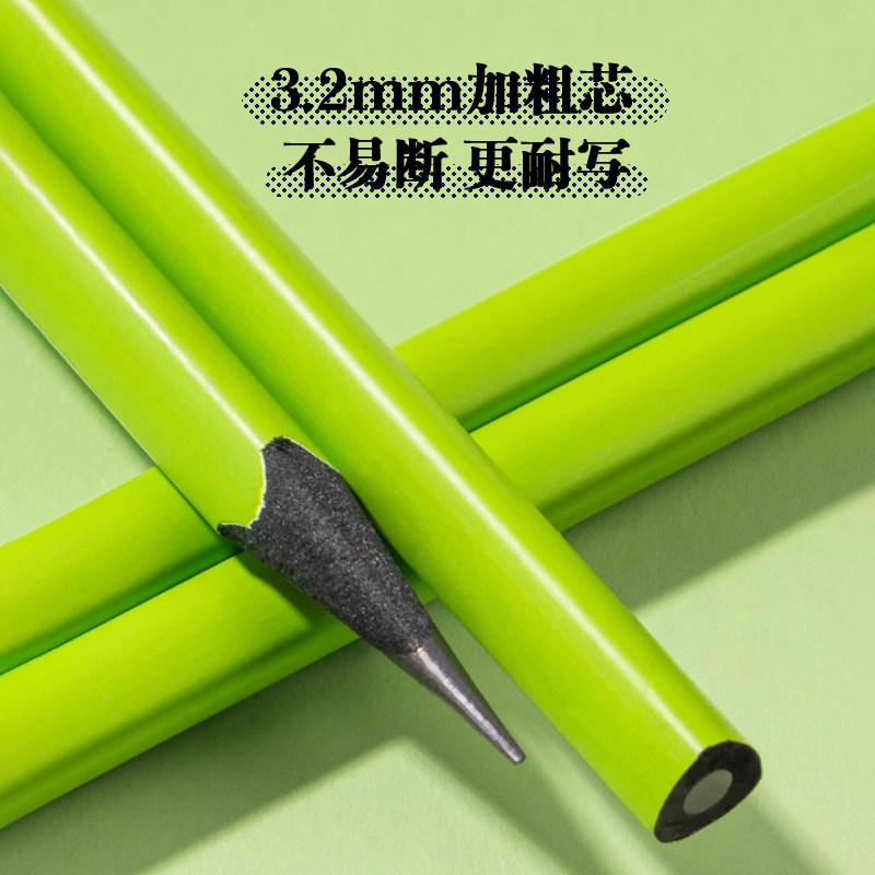 得力纽赛黑木铅笔HB/2B加粗铅芯