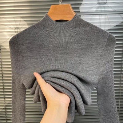 2025精纺美丽诺羊毛长袖一线成衣无缝款时尚针织衫打底内搭