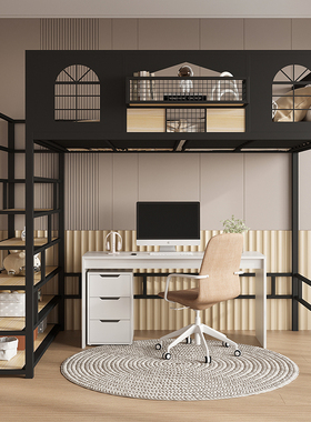 新款小户型环保铁艺高架床现代简约阁楼床省空间家用儿童铁艺床