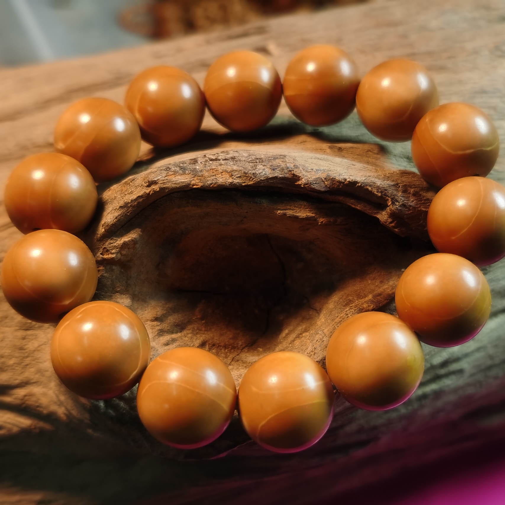 无补正轴橄榄核手串圆光珠手持