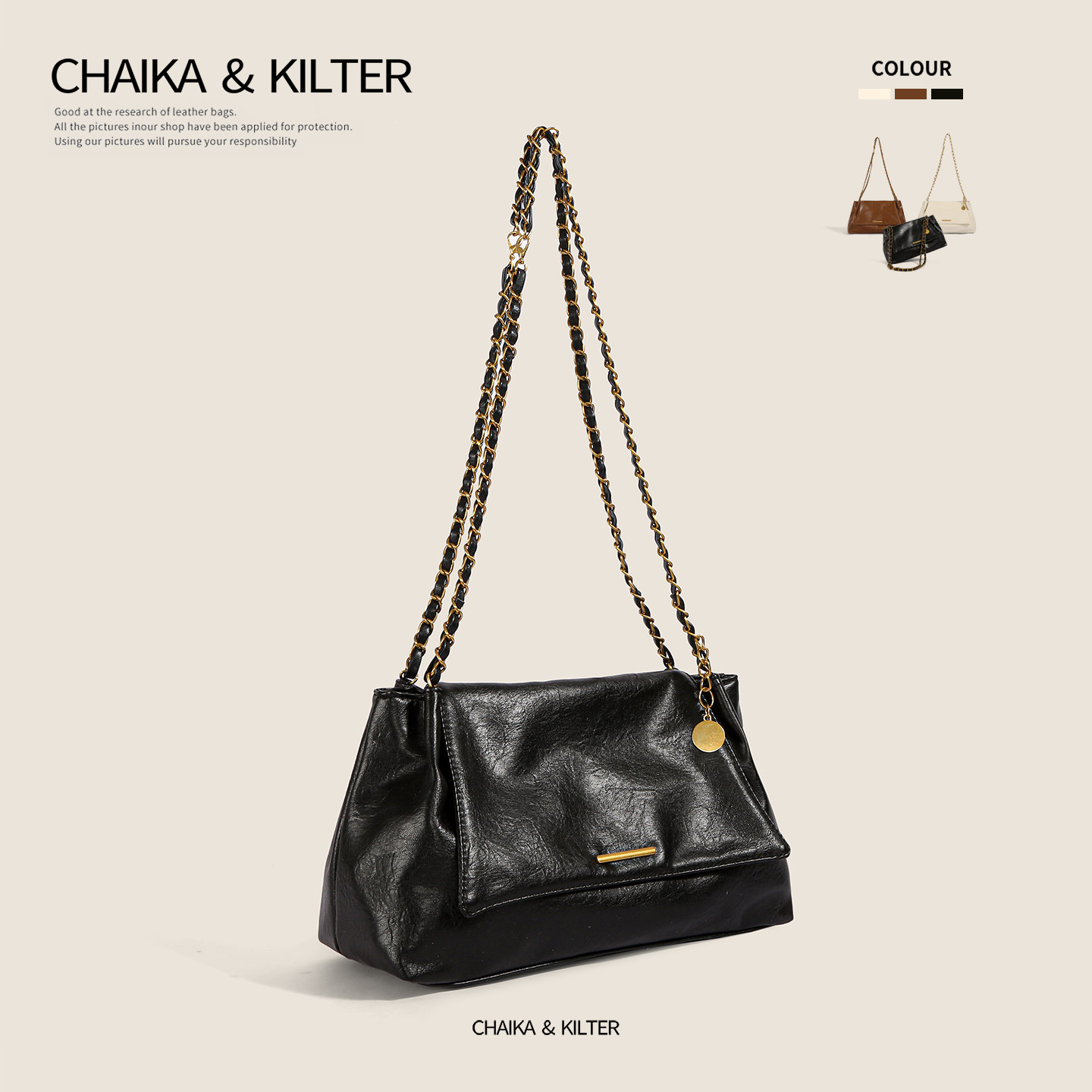 CHAIKAKILTER高级感时尚链条流浪包包女2025冬季新款大容量斜挎包,箱包皮具/热销女包/男包,小方包,淘宝优惠券,粉丝福利购,淘宝优惠卷