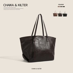 CHAIKAKILTER复古百搭高级感通勤包包女2025秋季 大容量托特包 新款