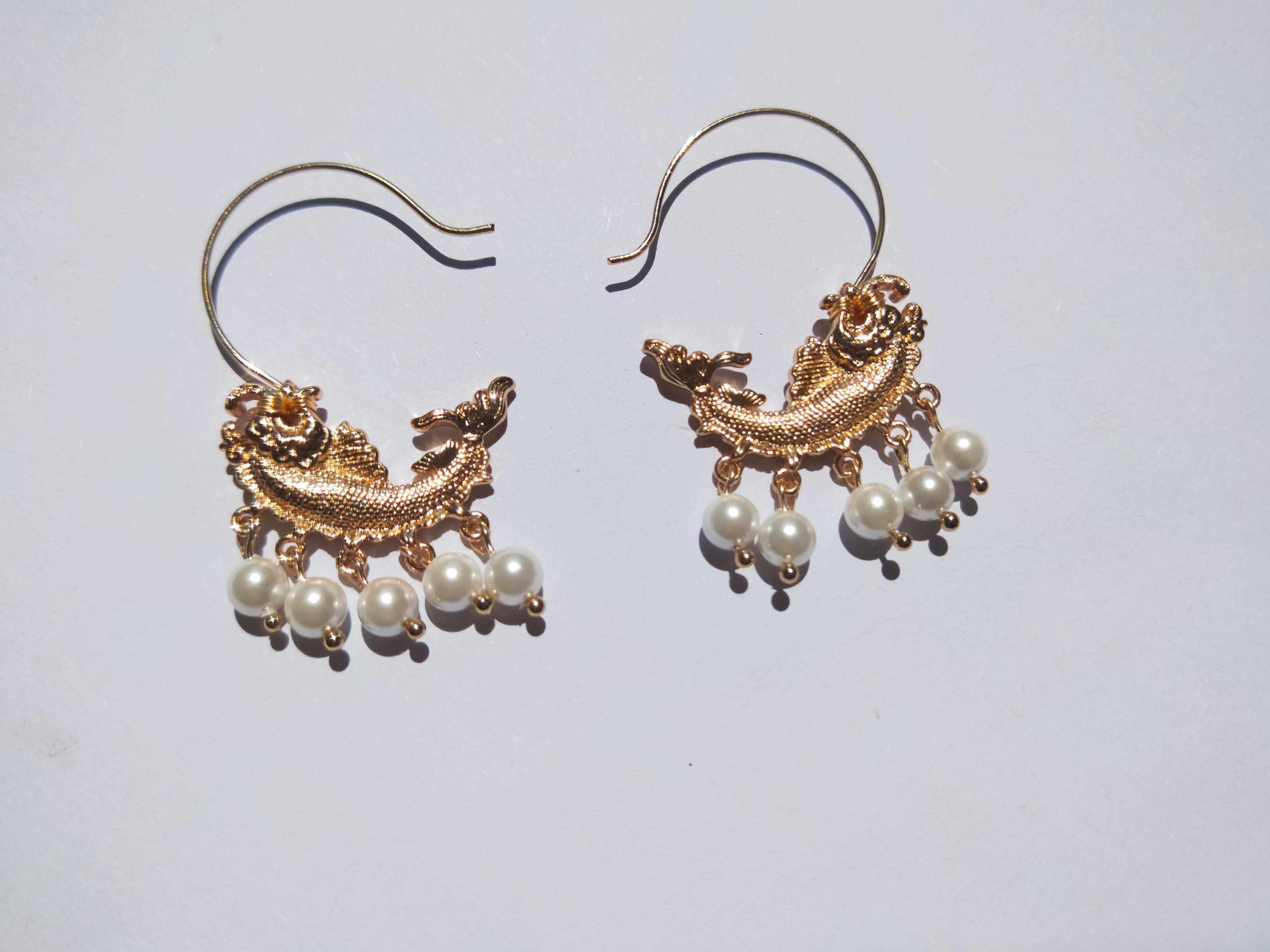 仿明代文物珍珠耳环 龙鱼
