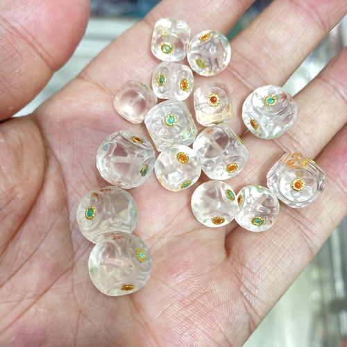 白水晶方糖镶嵌绿diy手工编织手绳配件项链文玩佛珠饰品