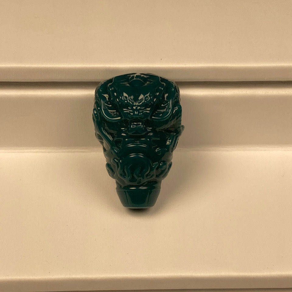 湖北原矿绿松石龙三通佛头雕刻龙珠隔珠金刚星月菩提手串配饰高瓷