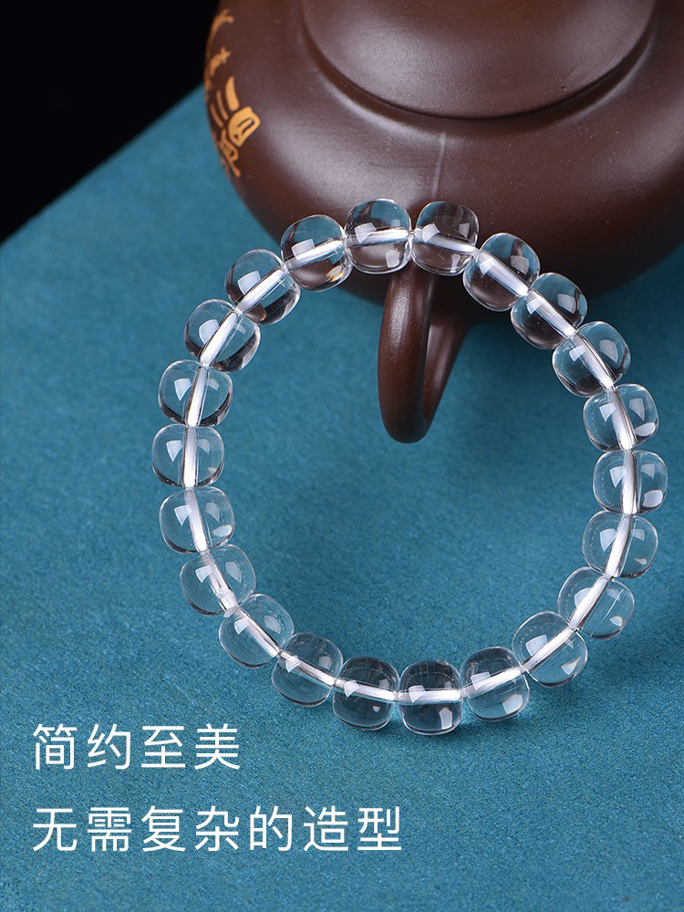 天然白水晶桶珠老邢珠手链手串