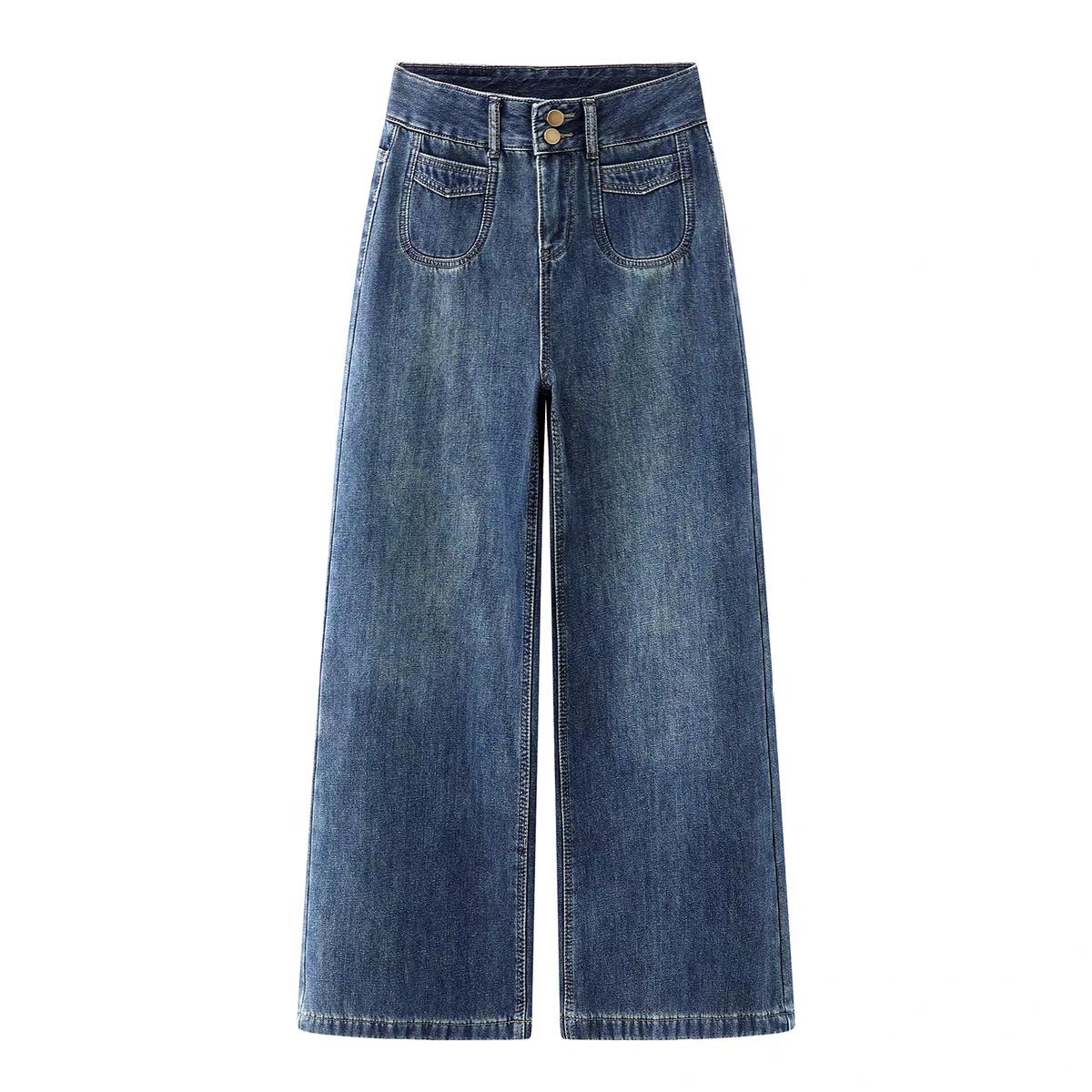 复古超高腰阔腿牛仔裤女加绒秋冬显瘦宽松小个子梨形慵懒感直筒裤,女装/女士精品,牛仔裤,淘宝优惠券,粉丝福利购,淘宝优惠卷