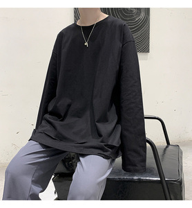 秋纯棉长T恤长袖打底衫宽松男女破洞卫衣套头XZ-221-1-T120
