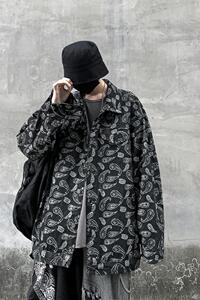 2021春新款腰果花男女情侣宽松牛仔夹克外套xz221-1-J图片