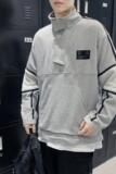 XZ-221-1-W03潮牌毛圈布宽松竖领套头卫衣情侣款外套上衣，男装卫衣，星座221-1