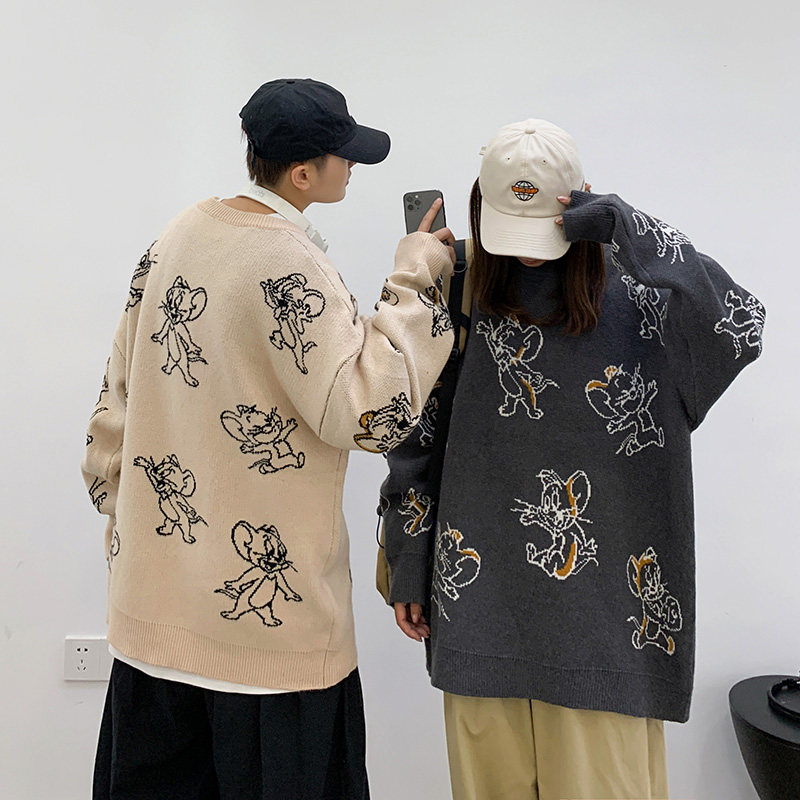 2021春秋季新款卡通动漫毛衣港风中性宽松上衣XZ221-1-MY03图片