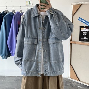 2021春款中性大口袋工装水洗牛仔衣开衫夹克外套XZ221-1-JK07P60图片