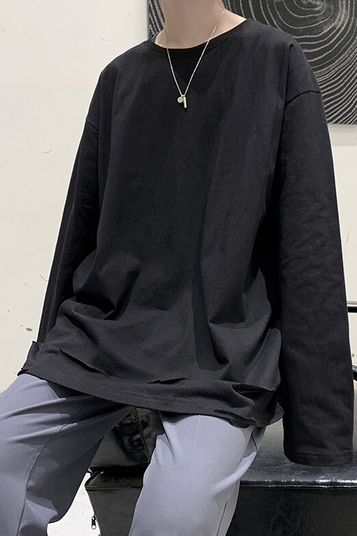 纯棉秋季纯色长袖T恤男女中性破洞打底衫体恤XZ-221-T120,男装T恤,星座221-1