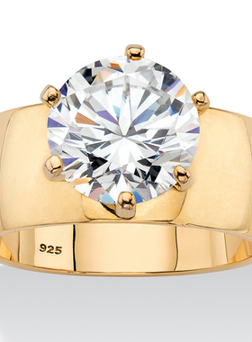 立方氧化锆925银订婚戒指