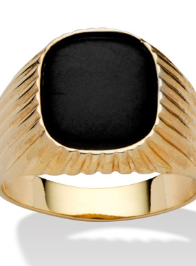 黑色玛瑙戒托黄金复古简约男士