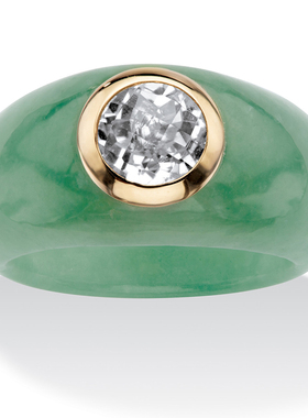 绿色翡翠托帕石复古女士戒指