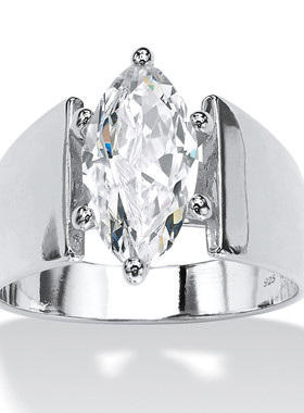 925银/马眼形立方氧化锆(苏联钻)简约复古女士戒指美国代购41373