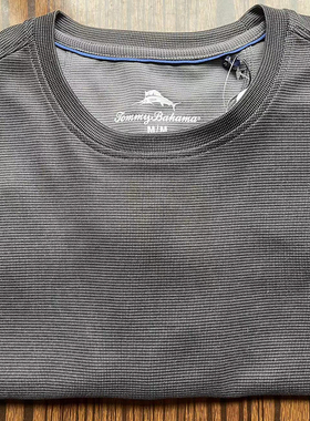 美国进口Tommy Bahama/汤米 巴哈马灰色透气顺滑凉感T恤男短袖衫
