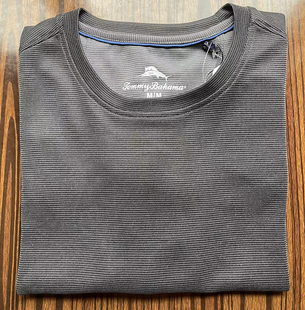 美国进口Tommy Bahama/汤米 巴哈马灰色透气顺滑凉感T恤男短袖衫