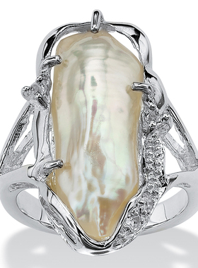 珍珠母贝托帕石复古女士戒指