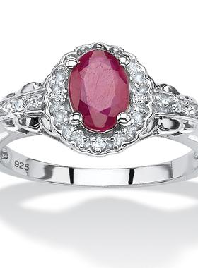 红宝石/托帕石/925银鸡尾酒戒指