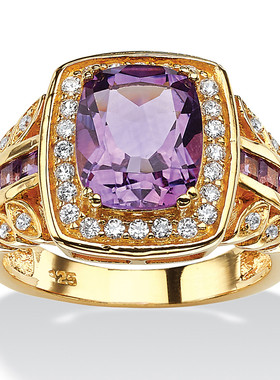 紫水晶立方氧化锆戒指美国代购