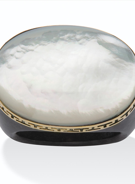 珍珠母贝14k金复古女士戒指