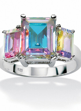 北极光立方氧化锆(苏联钻)925银欧美时尚鸡尾酒戒指美国代购48267