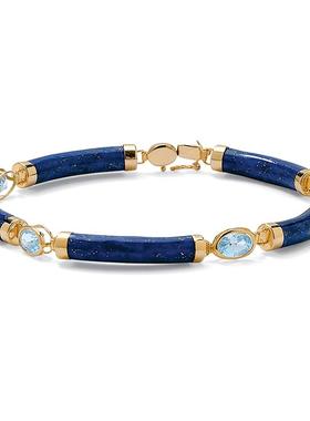 托帕石925银复古女士手链