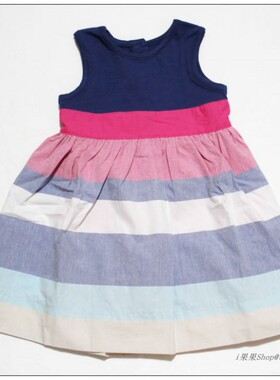 美国进口DKNY/唐可娜儿彩虹蝴蝶结背心裙/蓝色短裤12个月淑女套装