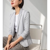 西服 简约小个子气质显瘦短款 一粒扣弹力针织西装 外套女春2026新款