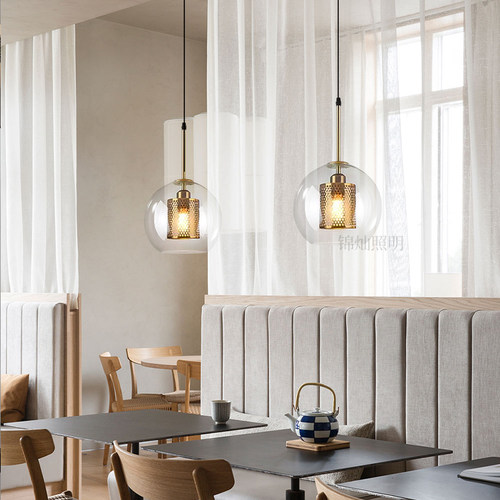 北欧轻奢玻璃餐厅吊灯吧台