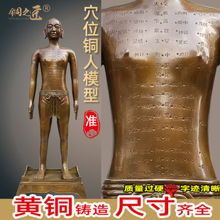 黄铜针灸人模铜人体经络图摆件中医药医馆诊所经络针灸穴位小铜人