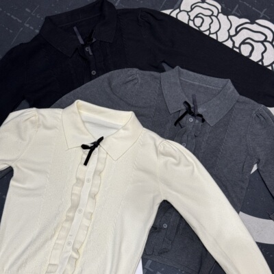 12.19 【小梅推荐 秋季上新】修身蝴蝶领毛衣 显瘦保暖