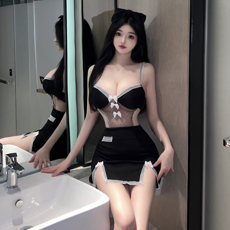 性感辣妹低胸镂空超短裙 修身包臀四季款夜店连衣裙女