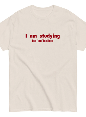 I am studying 创意趣味印花短袖个性男女学生百搭t恤夏纯棉宽松