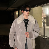 复古宽松加厚保暖外套高街大毛领短款 MY冬季 美式 男棉衣座山雕棉服