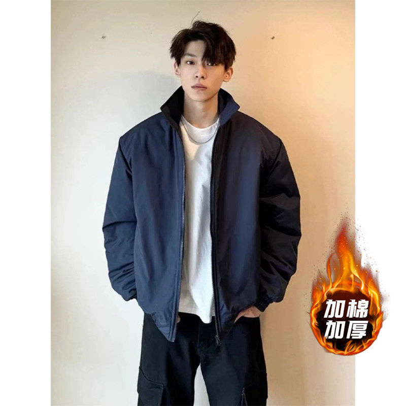 冬季宽肩棉服基础款加厚保暖外套