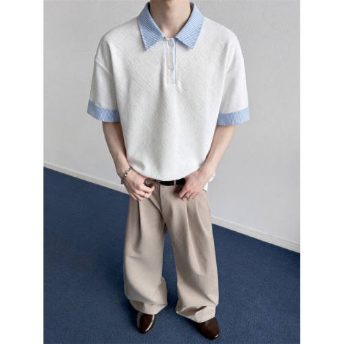 夏季亲肤透气假两件男士Polo衫