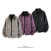 拼接高级感夹克男女款 巴恩风扎染皮衣美式 情侣外套 2026新款 MY春季