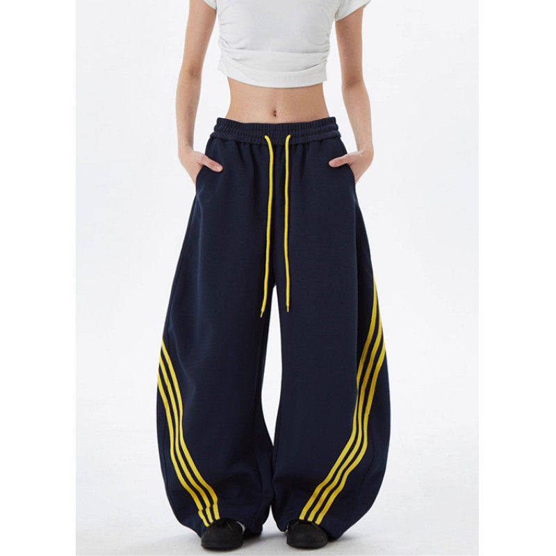 MY新款三道杠弯刀休闲运动裤男女款宽松慵懒风百搭显瘦直筒裤长裤