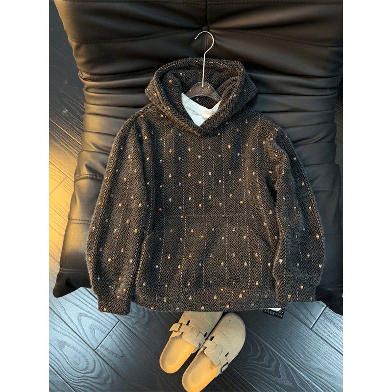 MY秋冬季慵懒宽松美式复古针织连帽卫衣男款重磅毛绒上衣长袖内搭