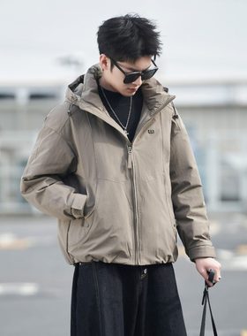 MY冬季新款连帽羽绒服男士青少年流光机能风防寒宽松加厚保暖外套